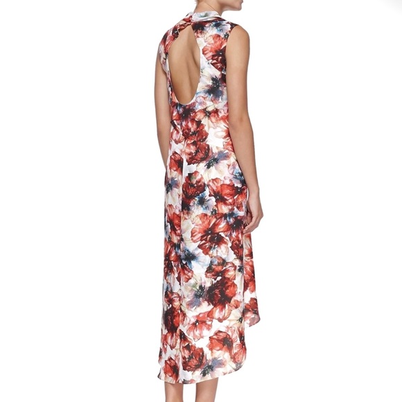 HAUTE HIPPIE FLORAL PRINT HIGH-LOW CHIFFON DRESS - Picture 5 of 7